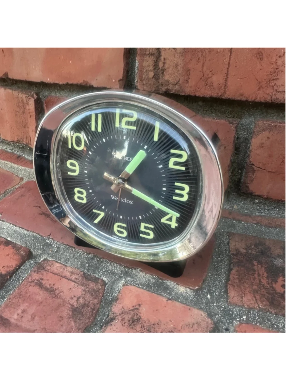 Vintage MCM Westclox Big Ben Style 8 Wind-Up Alarm Clock Glows in the Dark